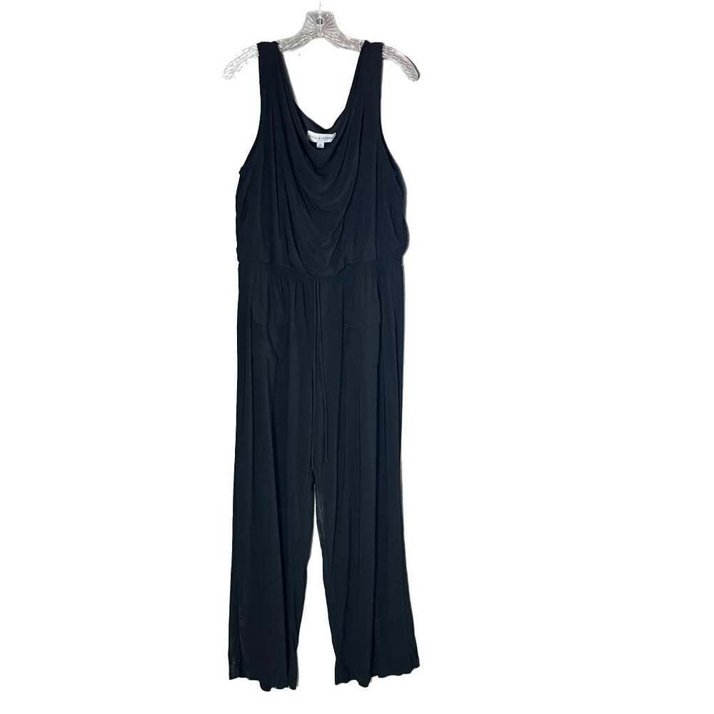 Emma & Michele Black Cowl Neck‎ Wide Leg Jumpsuit Pockets Womens XL